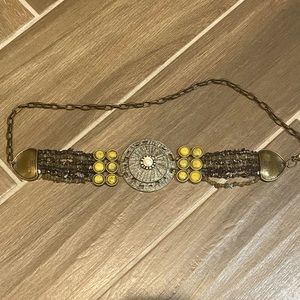 Chicos Vintage Brass Stone Waist Chain/ Belt